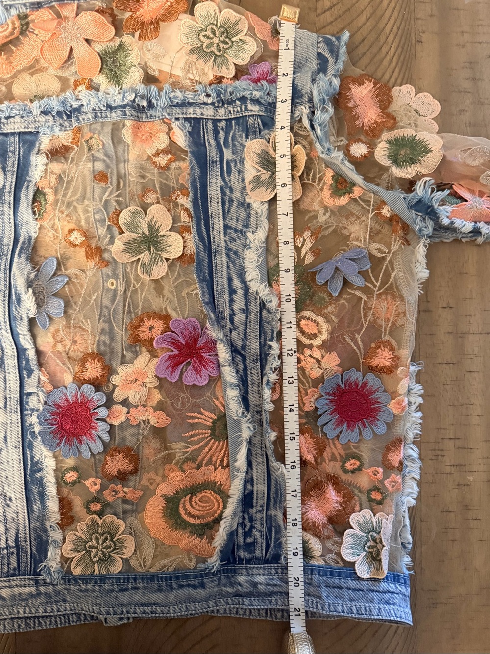 Adore Floral Mesh Denim Jacket 🌸 Statement Embroidered Boutique Jacket - Picture 14 of 14